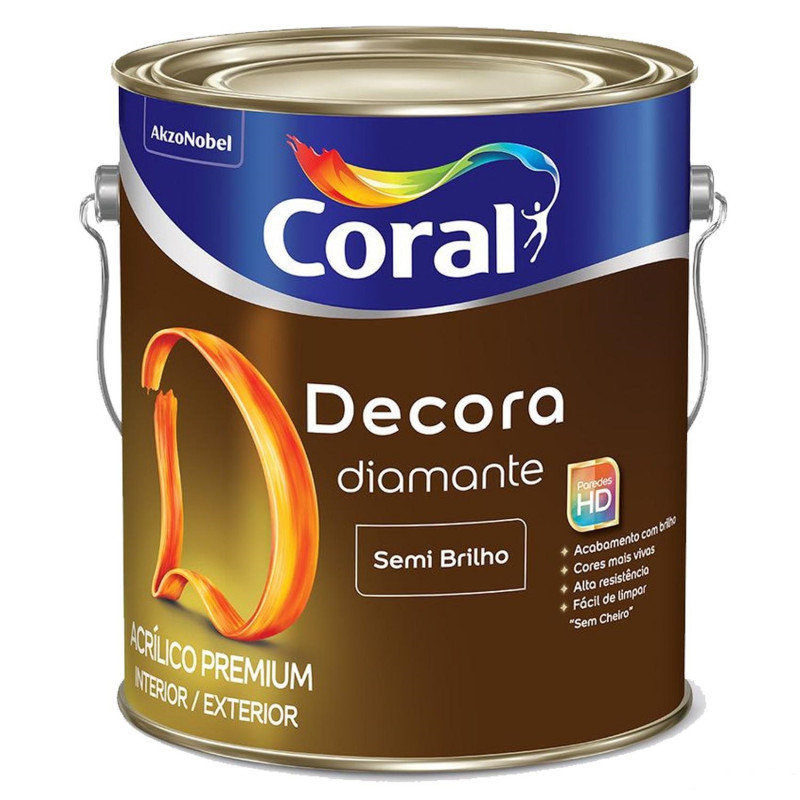 Tinta Acrílica Decora Semibrilho Diamante Cor Branco Gelo 3,6L - Coral