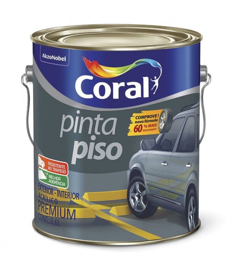 Tinta Coral Acrílica Pinta Piso Cor Cinza Médio 3,6L 