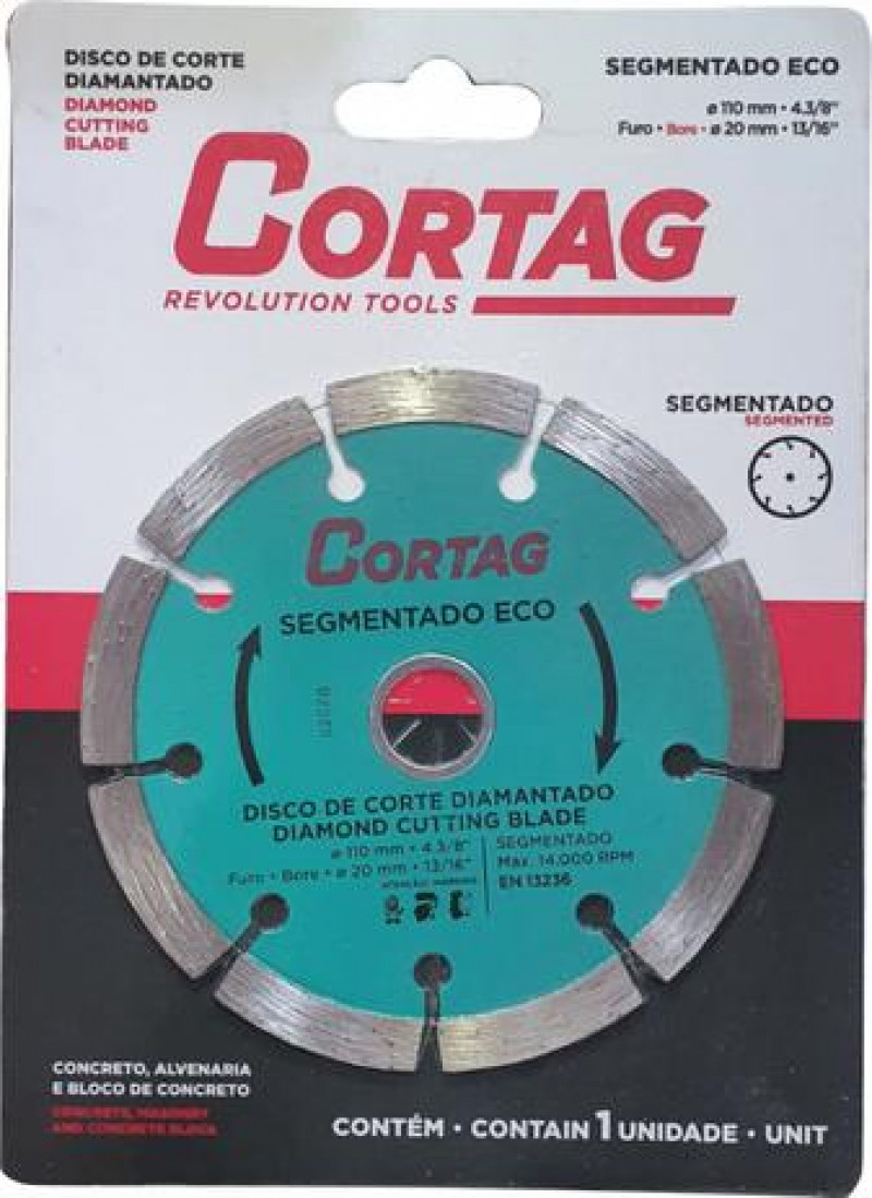 Disco Diamantado Segmentado Eco 110mm - Cortag 