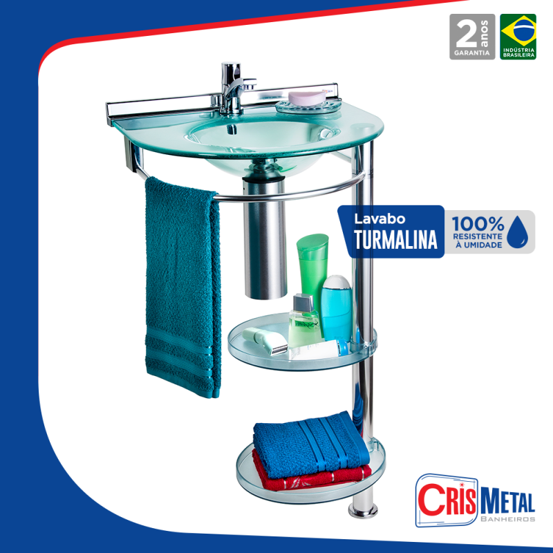 Conjunto de Lavabo para Banheiro com Espelho Turmalina Cris Mold 50,5X86cm 940 - Cris-Metal 