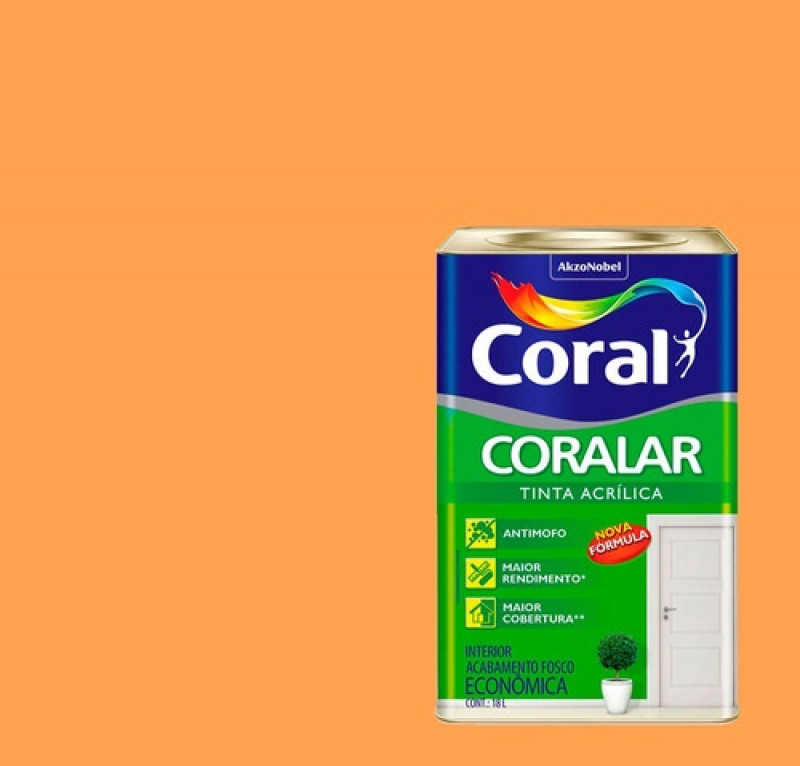 Tinta Coralar Econômica Acrílica Fosco Laranja Cítrico 3,6L - Coral