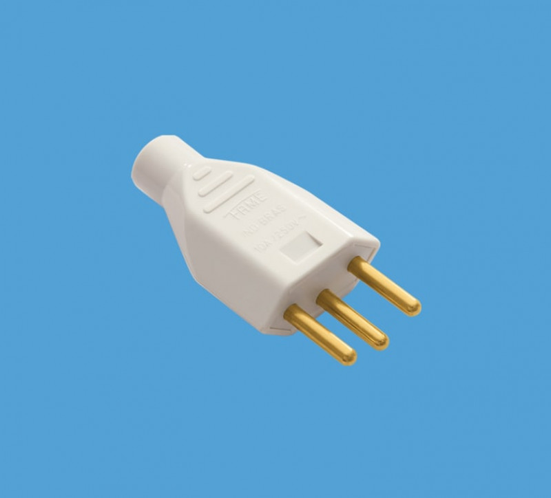 Plugue 2P+T Junção Macho 10A/250V Cinza Sobrepor - Fame