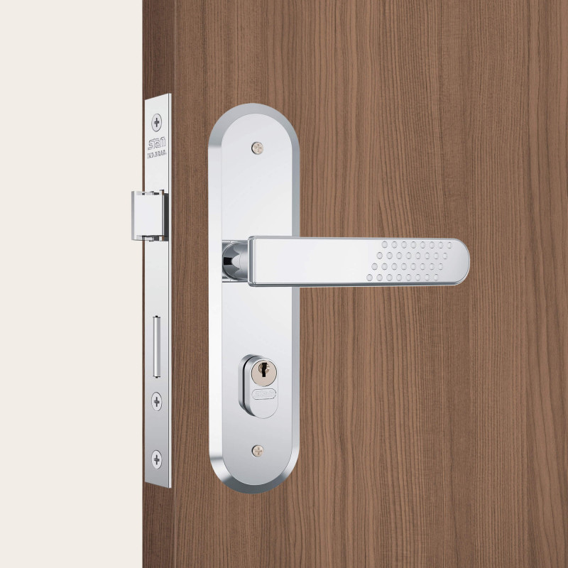Fechadura Externa 1801/21 Acabamento Cromado Espelho de Aço Inox - Stam