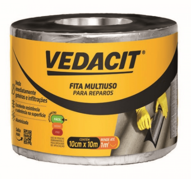 Fita Adesiva Multiuso Prata 10cm x 10m 1 Unidade - Vedacit