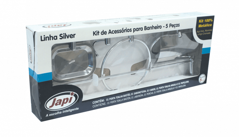 Kit de Acessórios para Banheiro 5 peças Silver - Japi