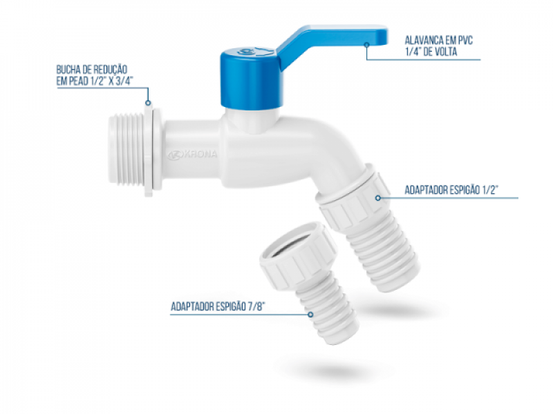 Torneira de Esfera em PVC para Jardim/Tanque 1/2 3/4 - Krona