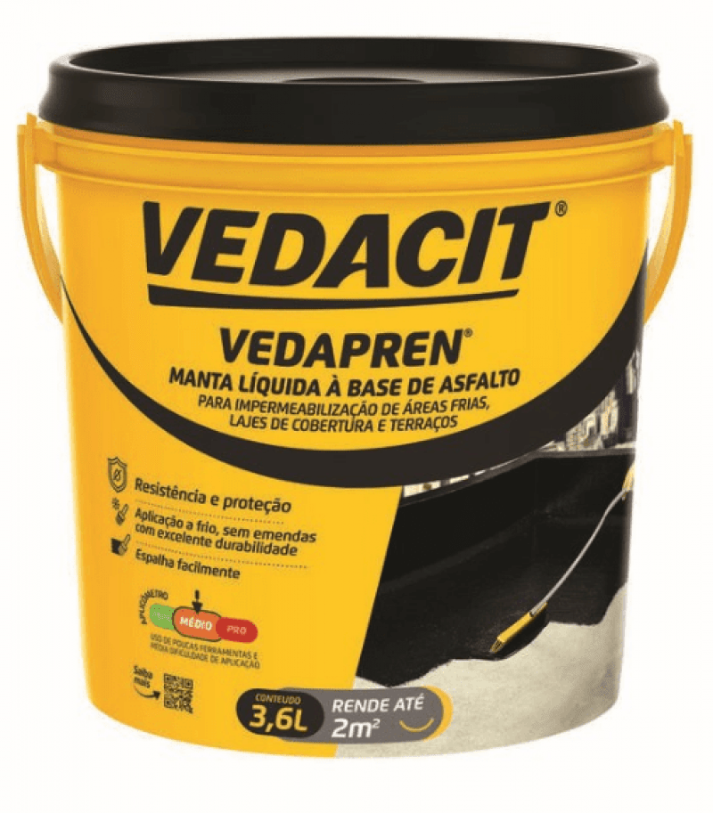 Manta Líquida Vedapren Preto 3,6L - Vedacit