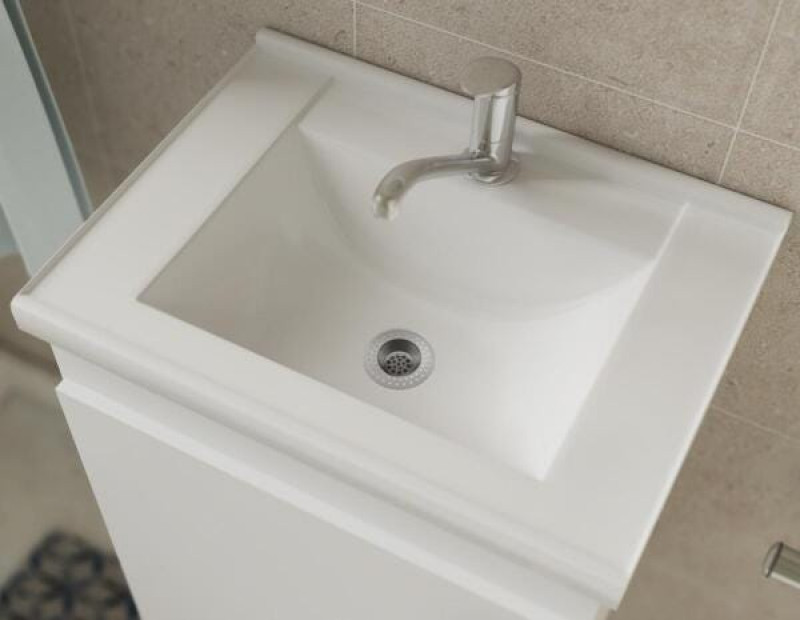 Gabinete Para Banheiro Irís 44 Cm Com Espelho De Banheiro Amêndoa/Off White - MGM Móveis