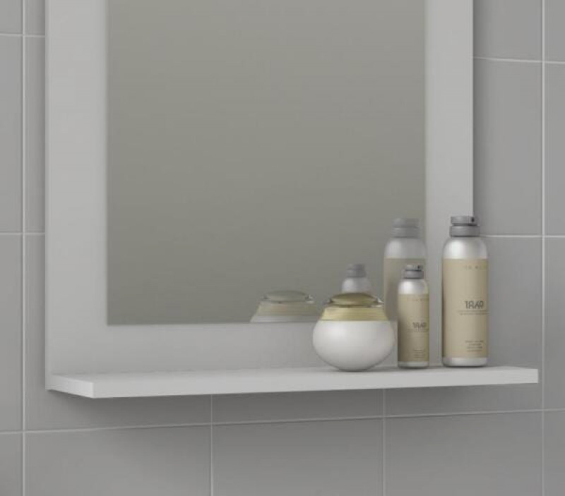 Gabinete Para Banheiro Irís 44 Cm Com Espelho De Banheiro Amêndoa/Off White - MGM Móveis