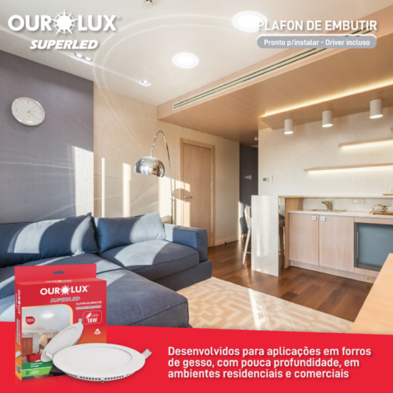 Plafon Superled Embutir 24W BIV 6500K Redondo - Ourolux