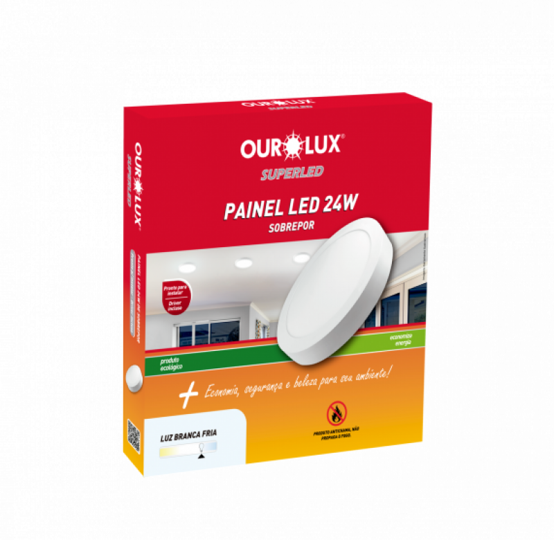 Plafon Superled Sobrepor 24W BIV 6500K Redondo - Ourolux