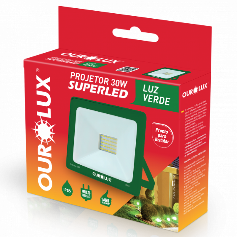 Superled Projetor Slim 30W BIV Verde - Ourolux