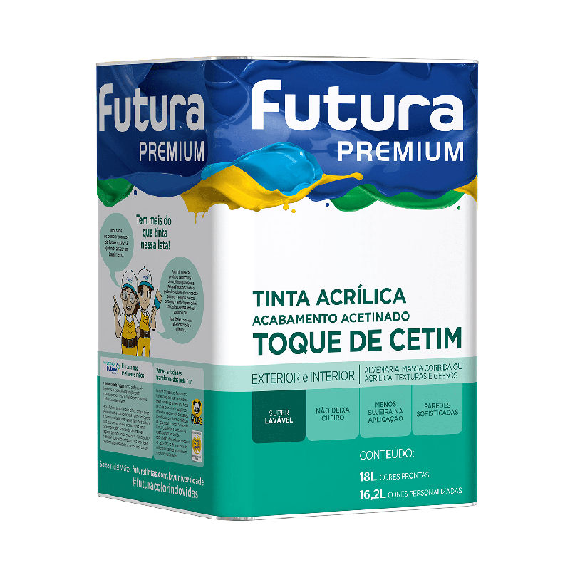 Tinta Acrílica Acetinada Toque de Cetim Cor Gelo 18L - Futura