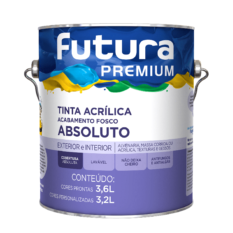 Tinta Acrílica Fosco Absoluto Amarelo Alegria 3,6l - Futura 