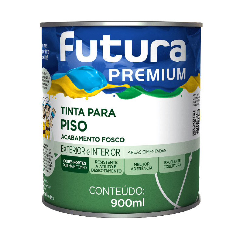 Tinta Acrílica Fosca Piso Vermelho Segurança 900ml - Futura