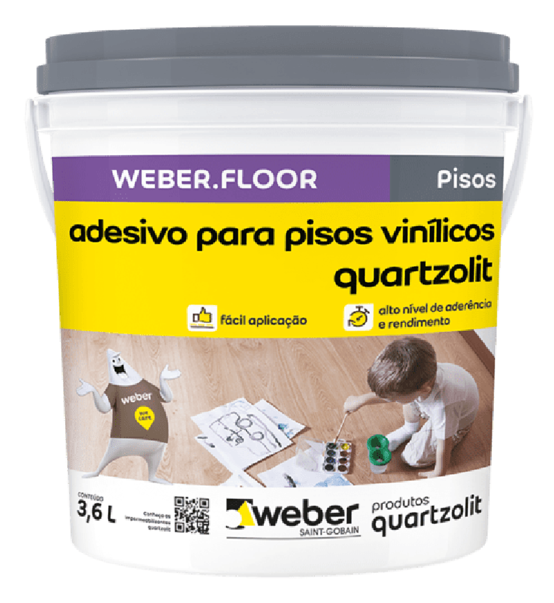 Adesivo Pisos Vinilico Branco 3,6kg - Quartzolit 