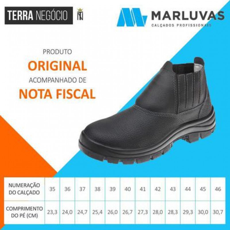 Botina em Couro Biqueira em Plástico Safety Flex Nº44 - Marluvas