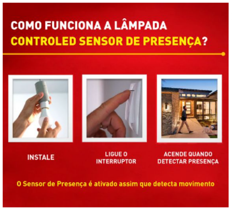 Lâmpada Controled Sensor Presença 9W 6500K 20510 - Ourolux