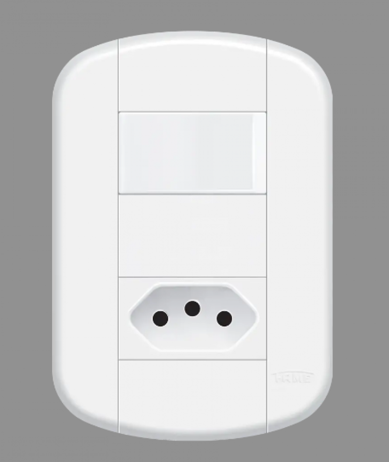  1 Interruptor Simples e Tomada Pad 2P+T 10A 3924  Blanc- Fame