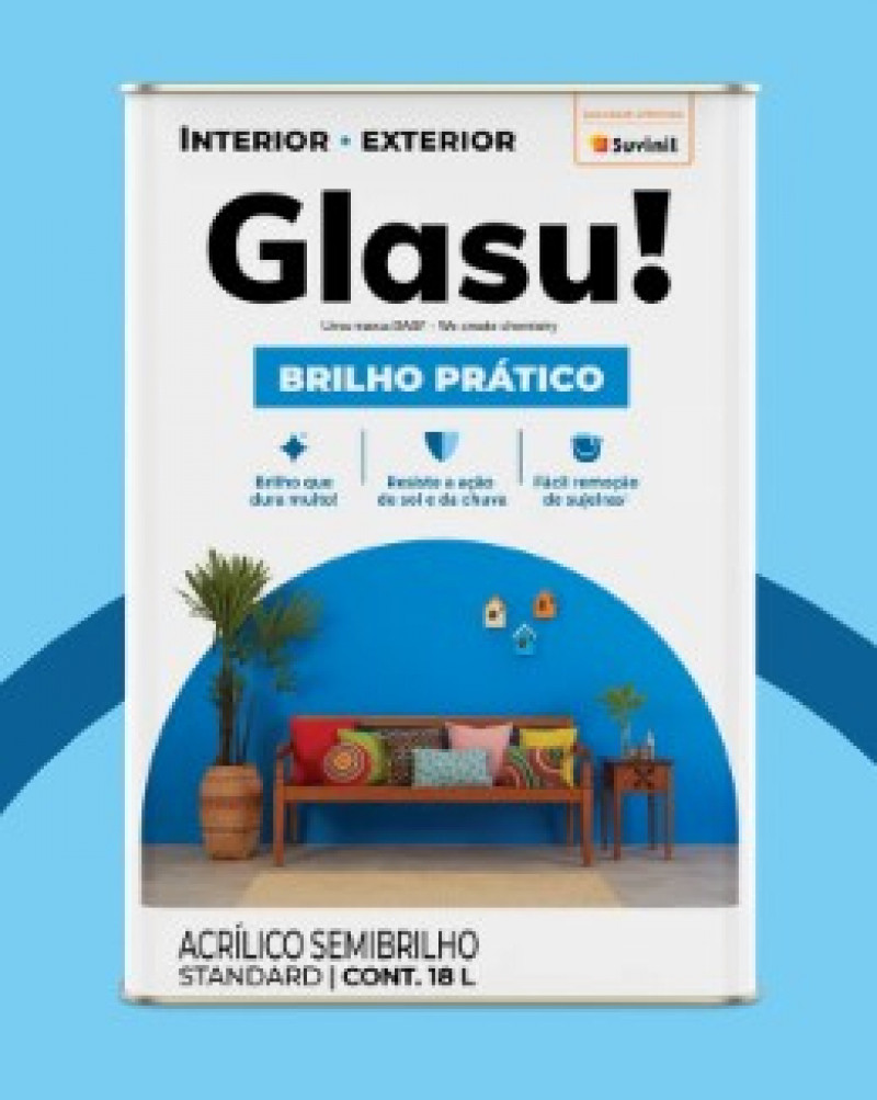 Tinta Acrilica Standard Semibrilho Branco 18L - Glasu