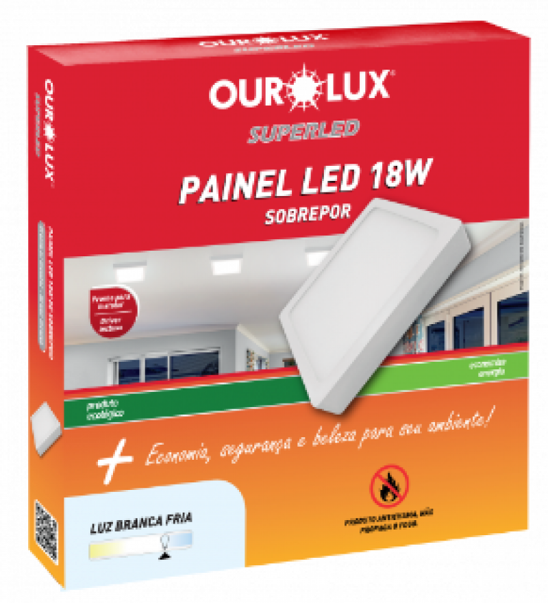  Plafon Embutir Led Quadrada 18W Bivolt 2700K - Ourolux