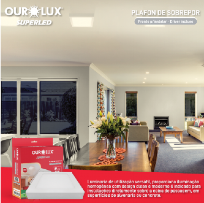  Plafon Embutir Led Quadrada 18W Bivolt 2700K - Ourolux