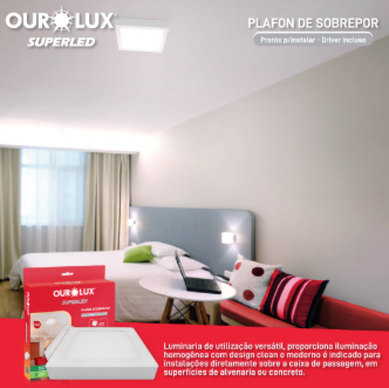  Plafon Embutir Led Quadrada 24W Bivot 4000K - Ourolux