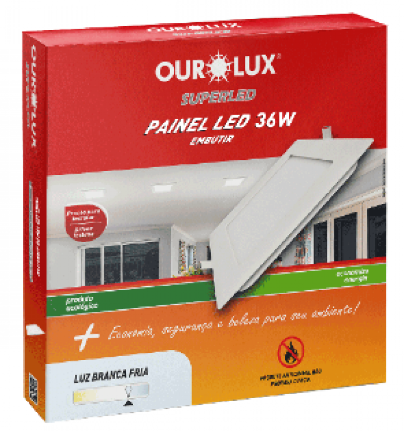  Plafon Embutir Led Quadrada 36W Bivolt 2700K 03203A - Ourolux