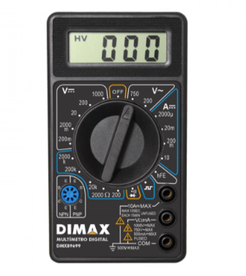 Multímetro Digital 10A BAT9V 1000V - Dimax