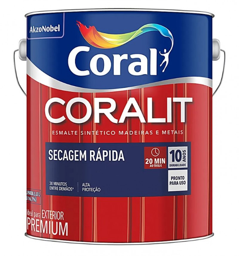 Tinta Esmalte Secagem Rápida Acetinada Premium Branco Gelo 3,0l- Coral Coralit