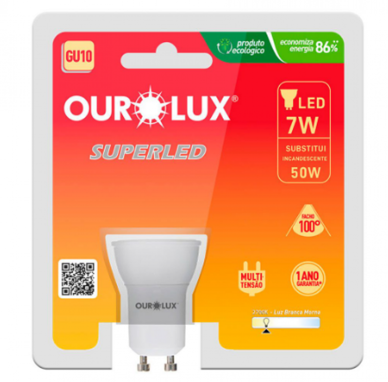 Lâmpada Dicdroica Led 7w Gu10 2700k 20087 - Ourolux