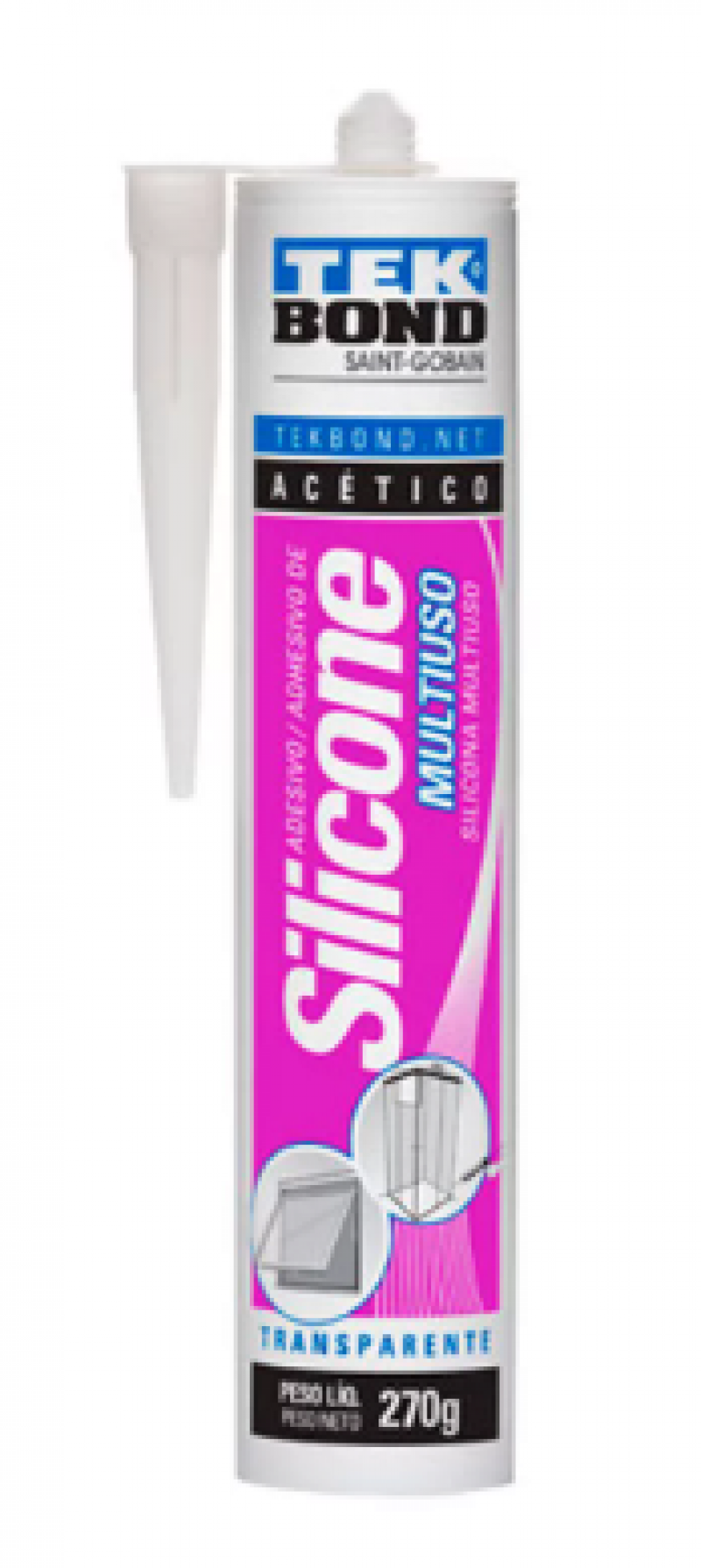 Adesivo Silicone Acetinado Multiuso Transparente 270G - Tekbond