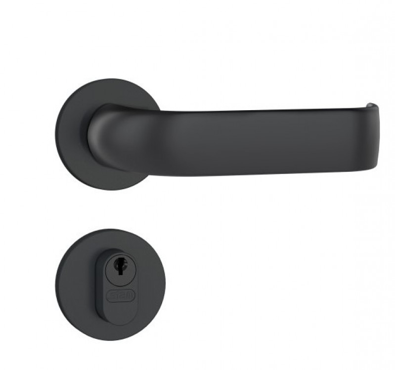 Fechadura Externa Roseta Quadrada Preto Fosco- Stam