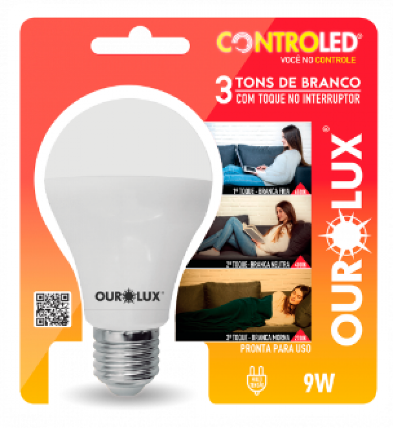 Lâmpada Controled 3 Tons Branco 9W 6.5K,5K, 2.7 20485 - Ourolux