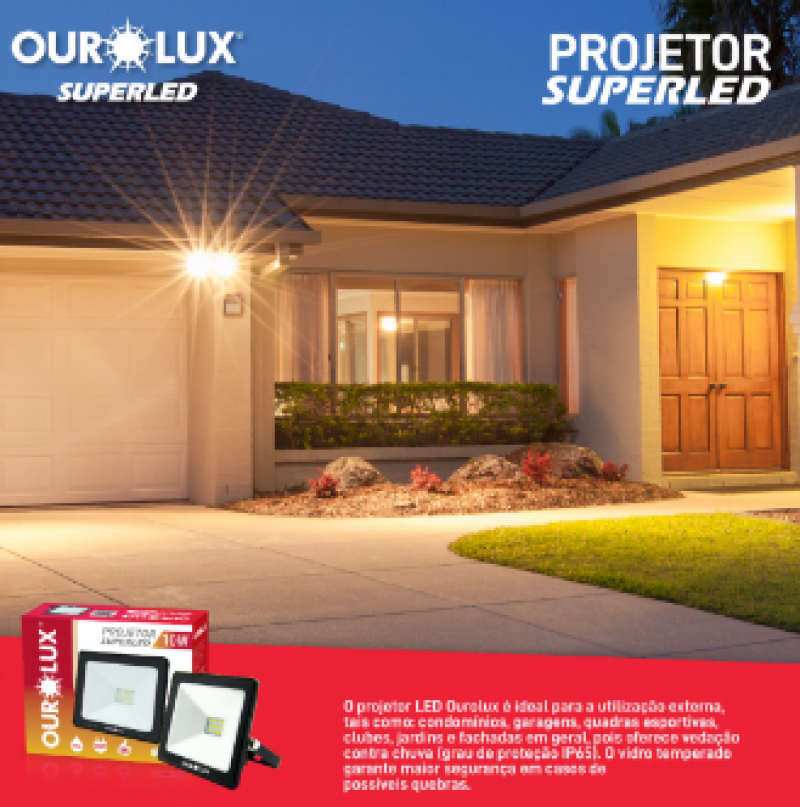 Projetor Led Slim 10W 6500K Biv Preto 03261 - Ourolux