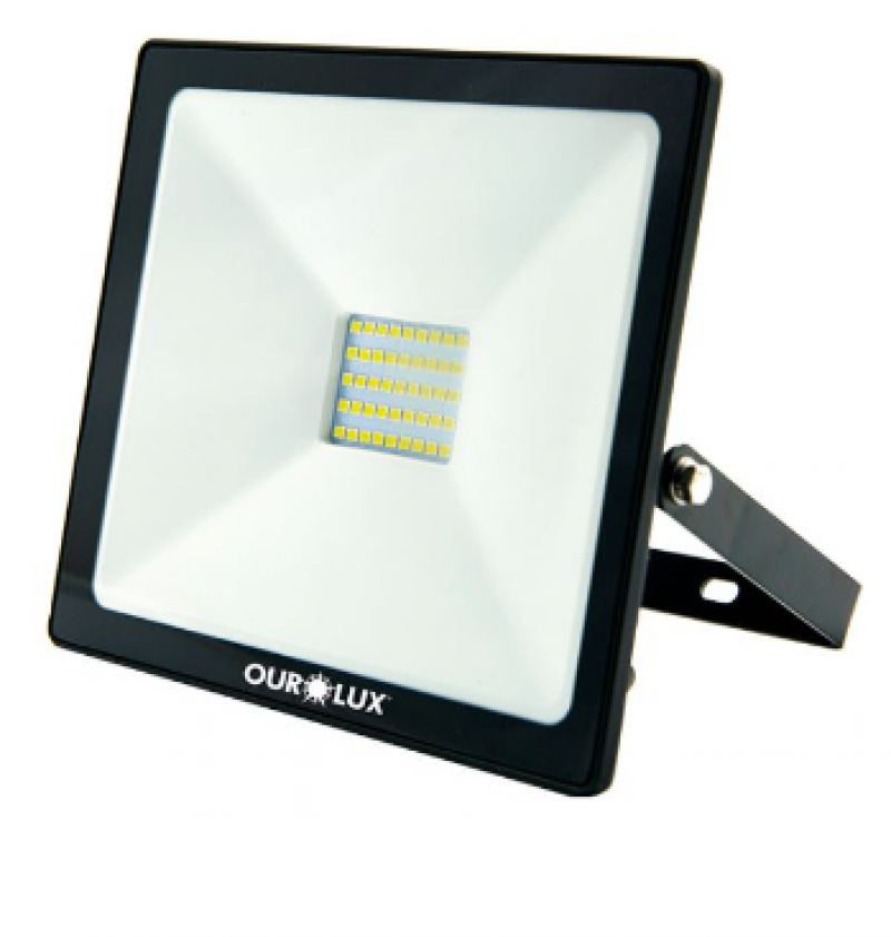 Projetor Led Slim 30W 6500K Biv Preto 03263 - Ourolux