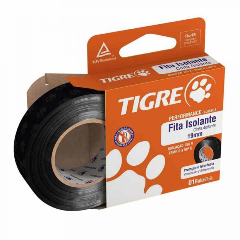 Fita Isolante AntiChama 19mmx5m - Tigre