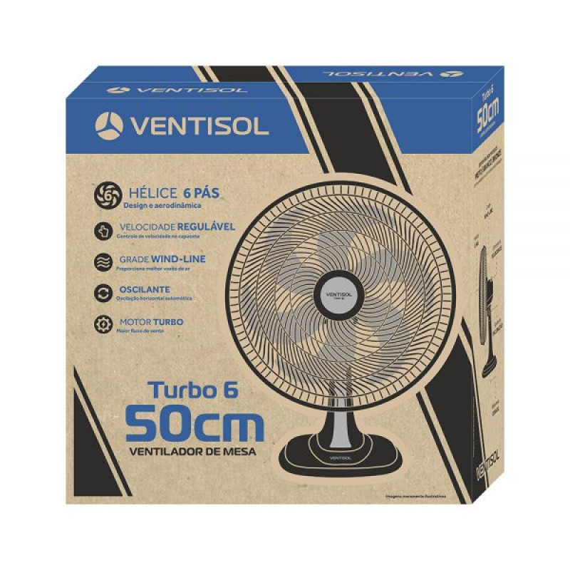 Ventilador Mesa Turbo 6 Pás 50CM Preto 1204 - Ventisol