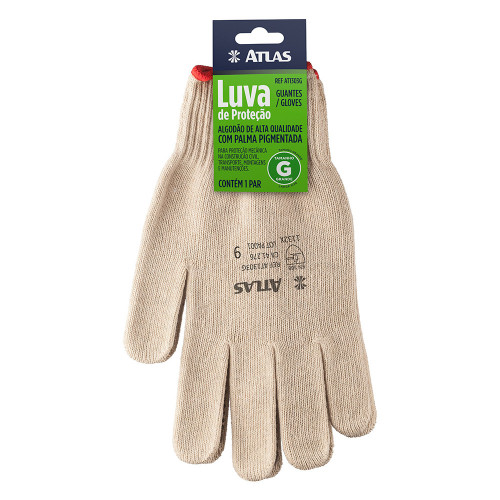 Luva de Algodão Pigmentada Tamanho G At1303g - Atlas 