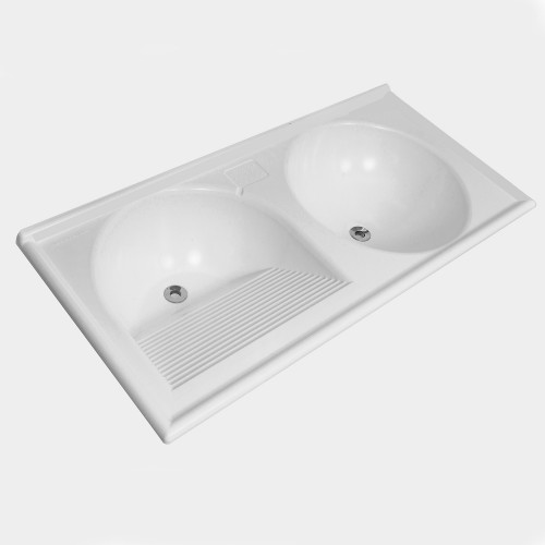 Tanque Duplo Thermo Fibra Branco 100x50cm - Decoralita