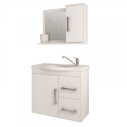 Gabinete Suspenso Vix com Espelho 65x60cm Branco - Mgm