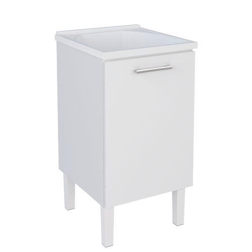 Gabinete para Lavanderia em Aço com Tanque Flat Branco 50cm - Cozimax