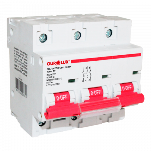 Disjuntor Tripolar 125A (C) - Ourolux