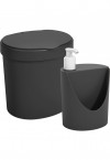 Kit Pia Lixeira 2,5 L+ Dipenser Preto - Coza 