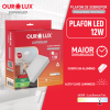 Plafon Superled Sobrepor 12W BIV 6400K Quadrado - Ourolux