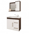 Gabinete Suspenso Vix  com Espelho Café/Branco 65x60 - Mgm