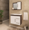 Gabinete Suspenso Vix  com Espelho Café/Branco 65x60 - Mgm